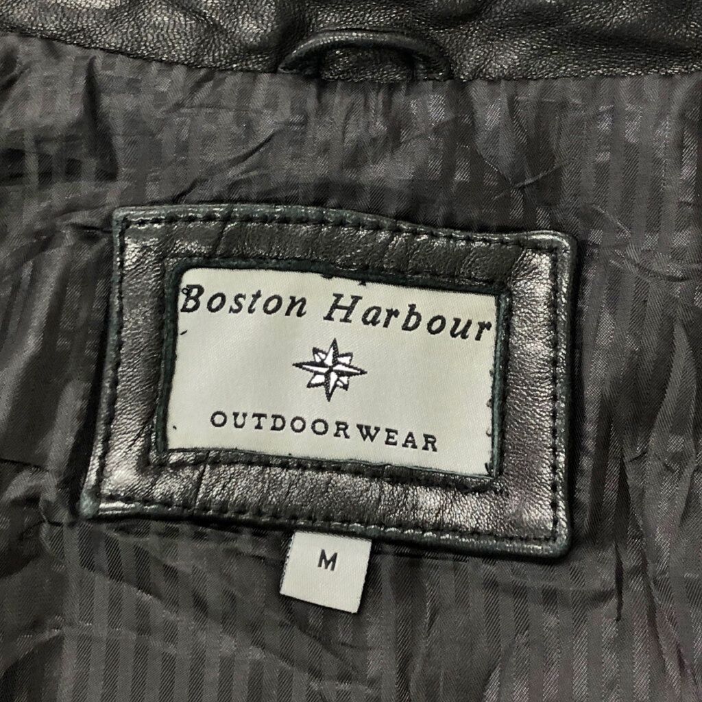 Boston Harbor レザージャケット ブラック(メンズ M)中古 古着 X0878
