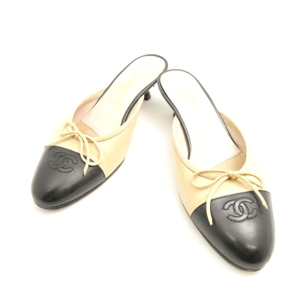 CHANEL シャネル ミュール 36 22.5cm サンダル ココマーク リボン
