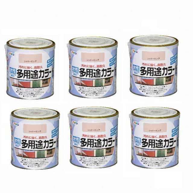 アサヒペン 水性多用途カラー ０．７Ｌ シャドーピンク 6缶セット