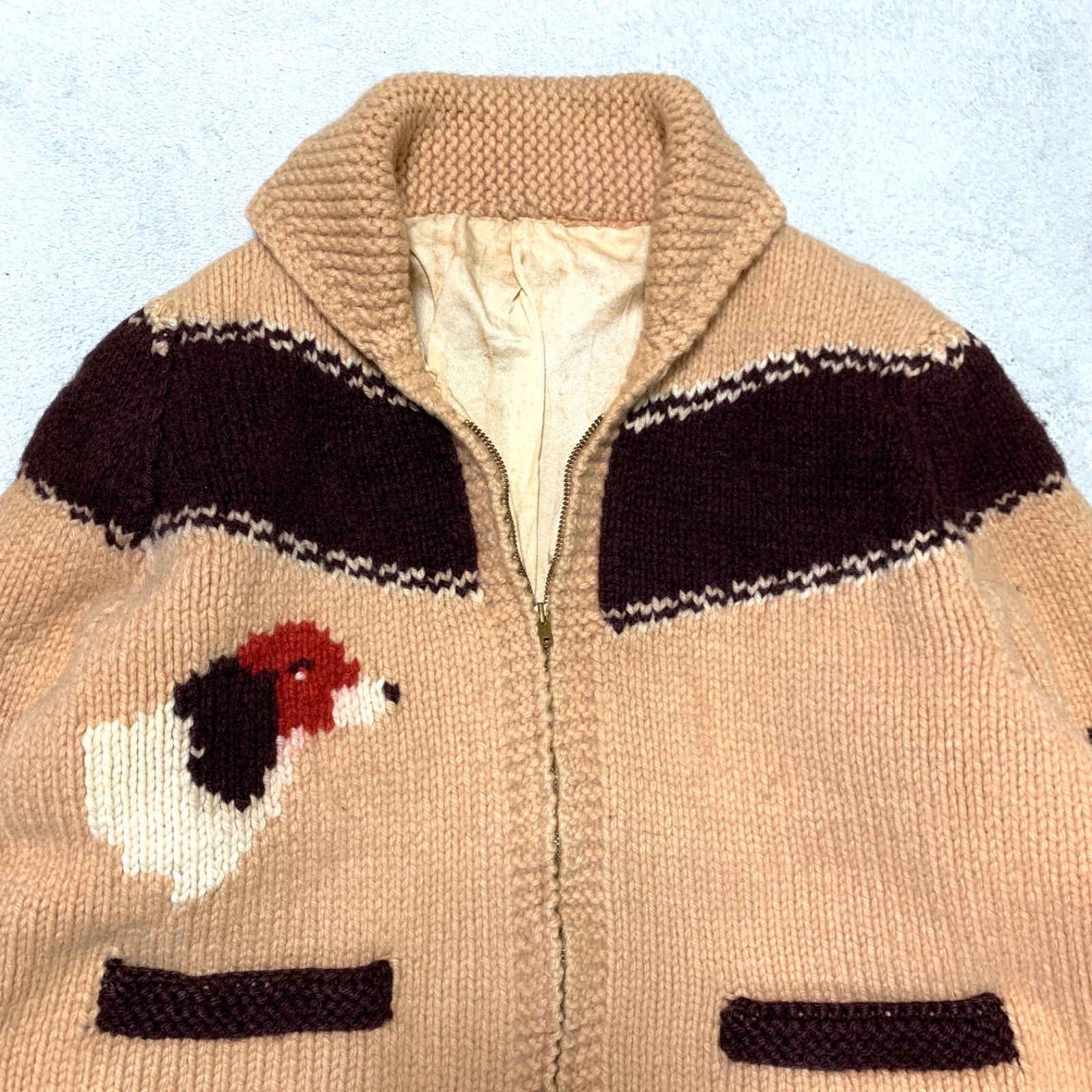 VINTAGE 50-60s カウチンセーター ジップアップカーディガン ニット