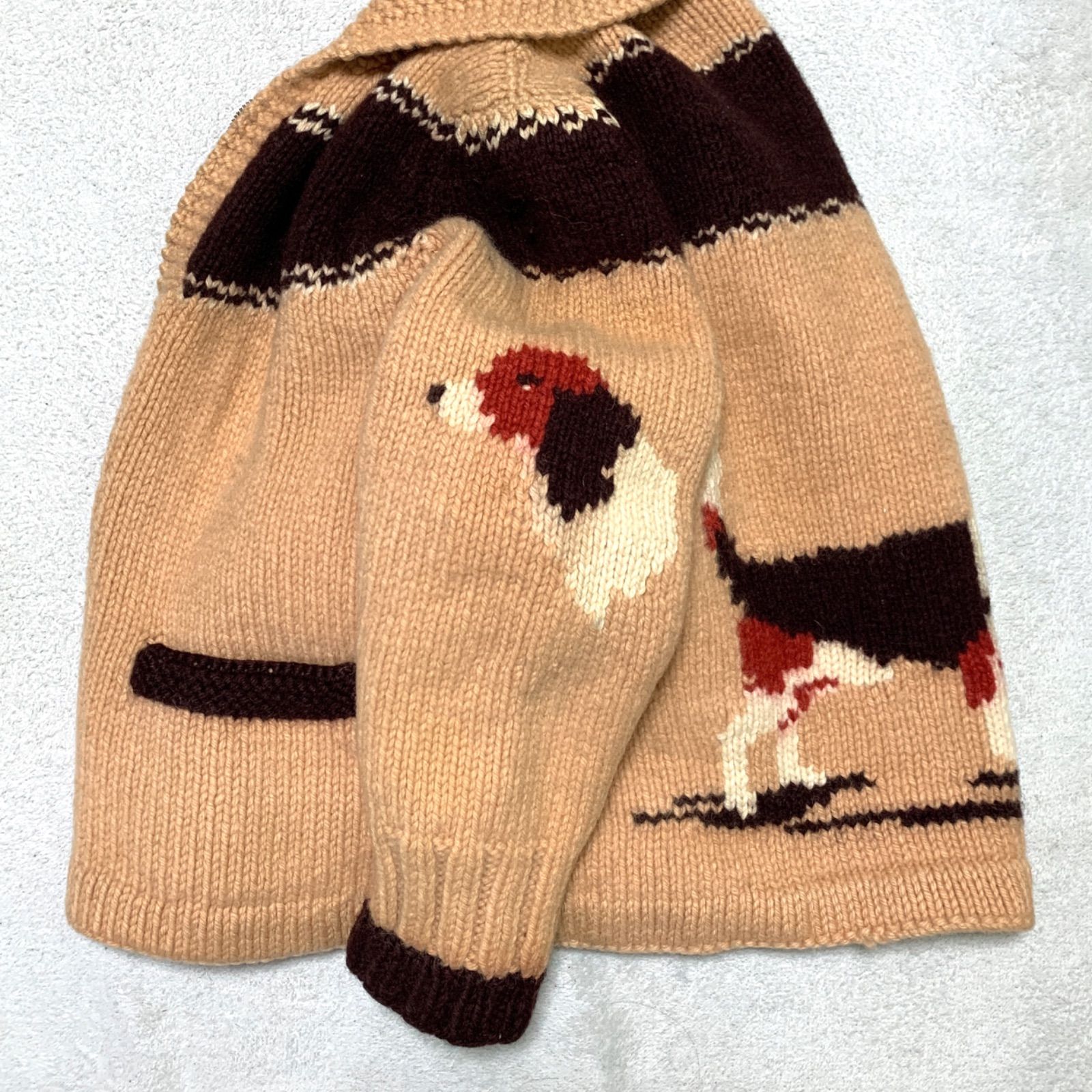 【タロンジップ】60sヴィンテージ ヨット総柄カウチンニット ウールカーディガン VINTAGE 50-60s カウチンセーター ジップアップカーディガン ニット