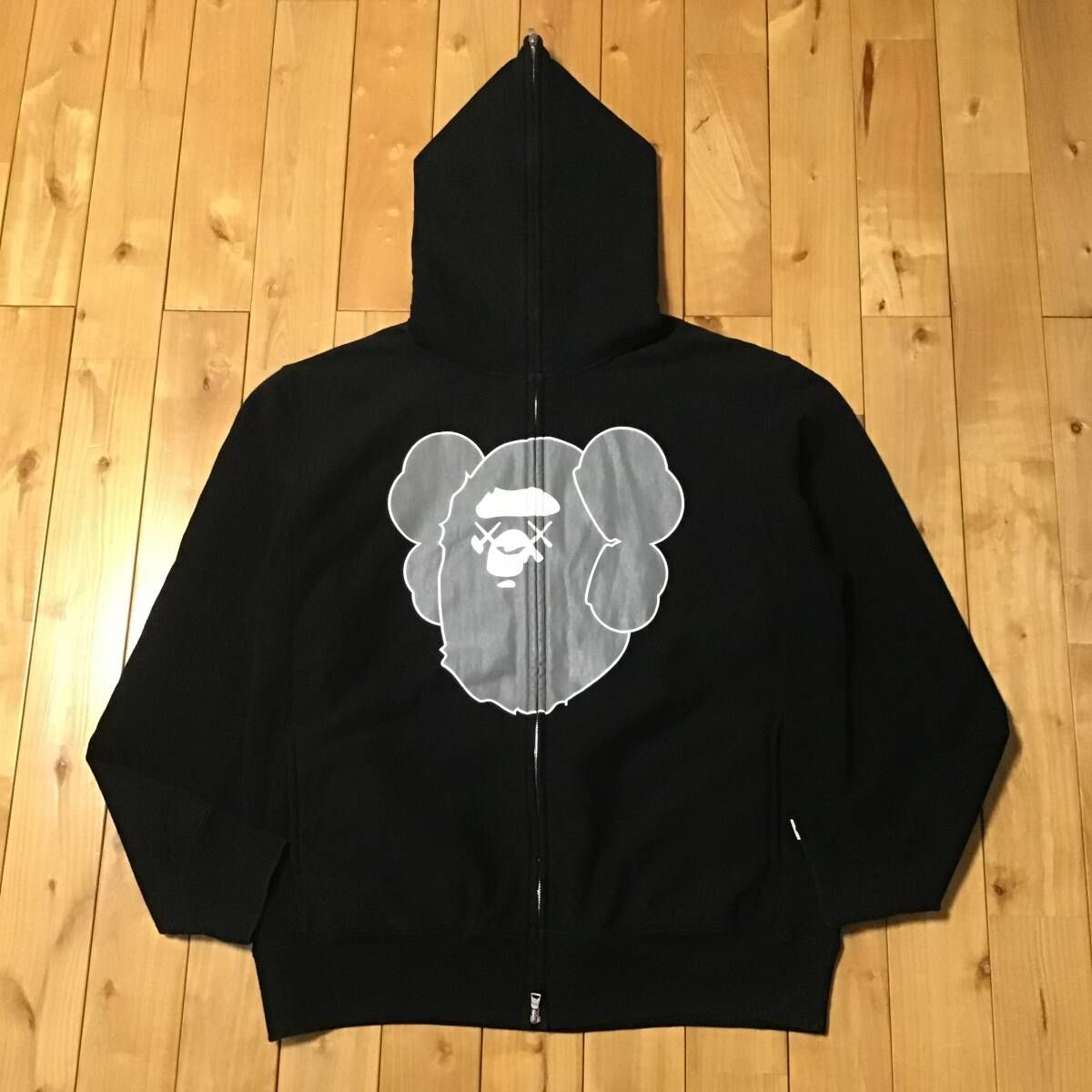 KAWS × BAPE APE HEAD LOGO フルジップ パーカー Lサイズ black a 