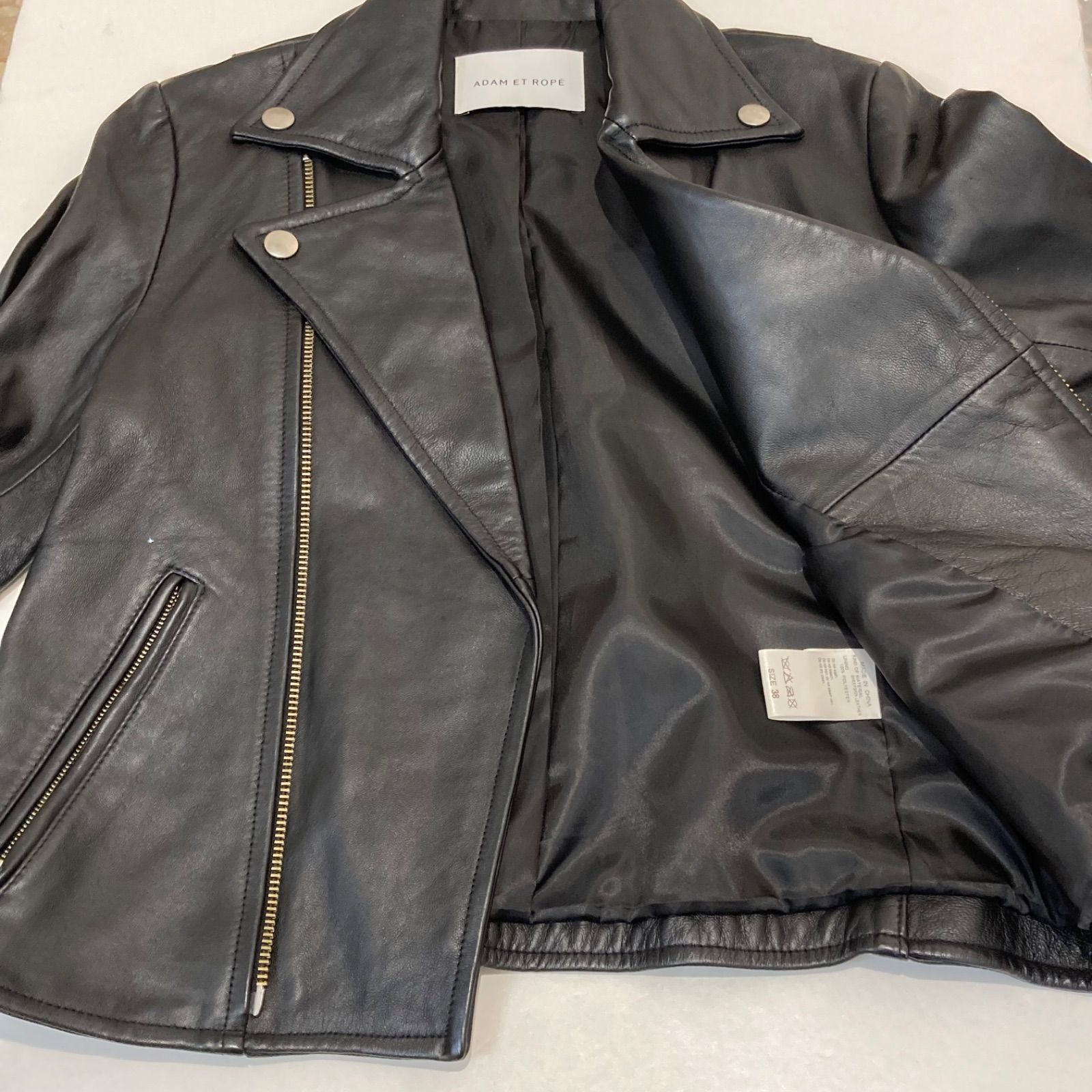 【羊革】ADAM ET ROPE レザー ライダースジャケット 黒 L ダブル セール】ダブルレザーライダース（ライダースジャケット）｜ADAM ET