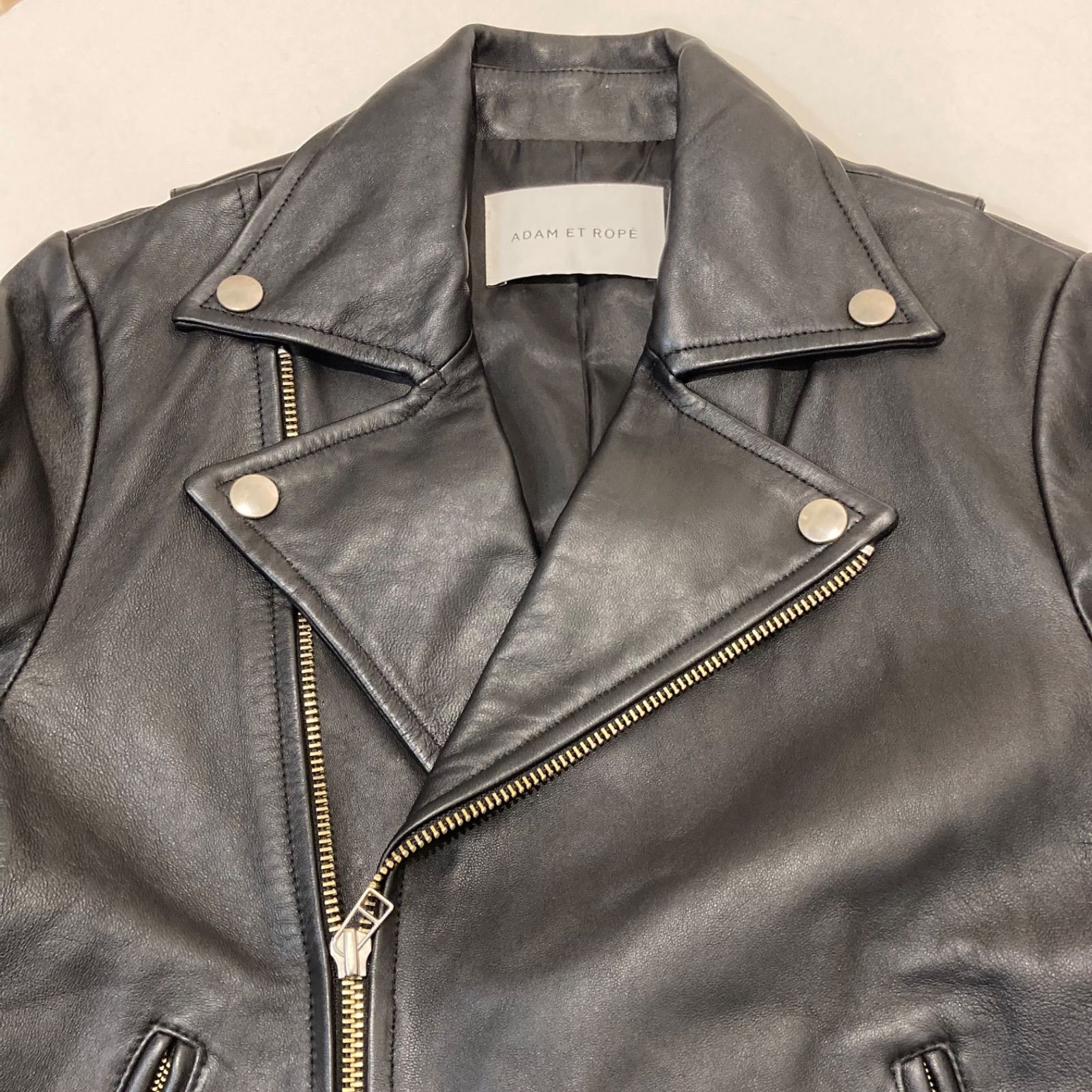 美品 ADAM ET ROPE アダム エ ロペ レザー ライダースジャケット 黒
