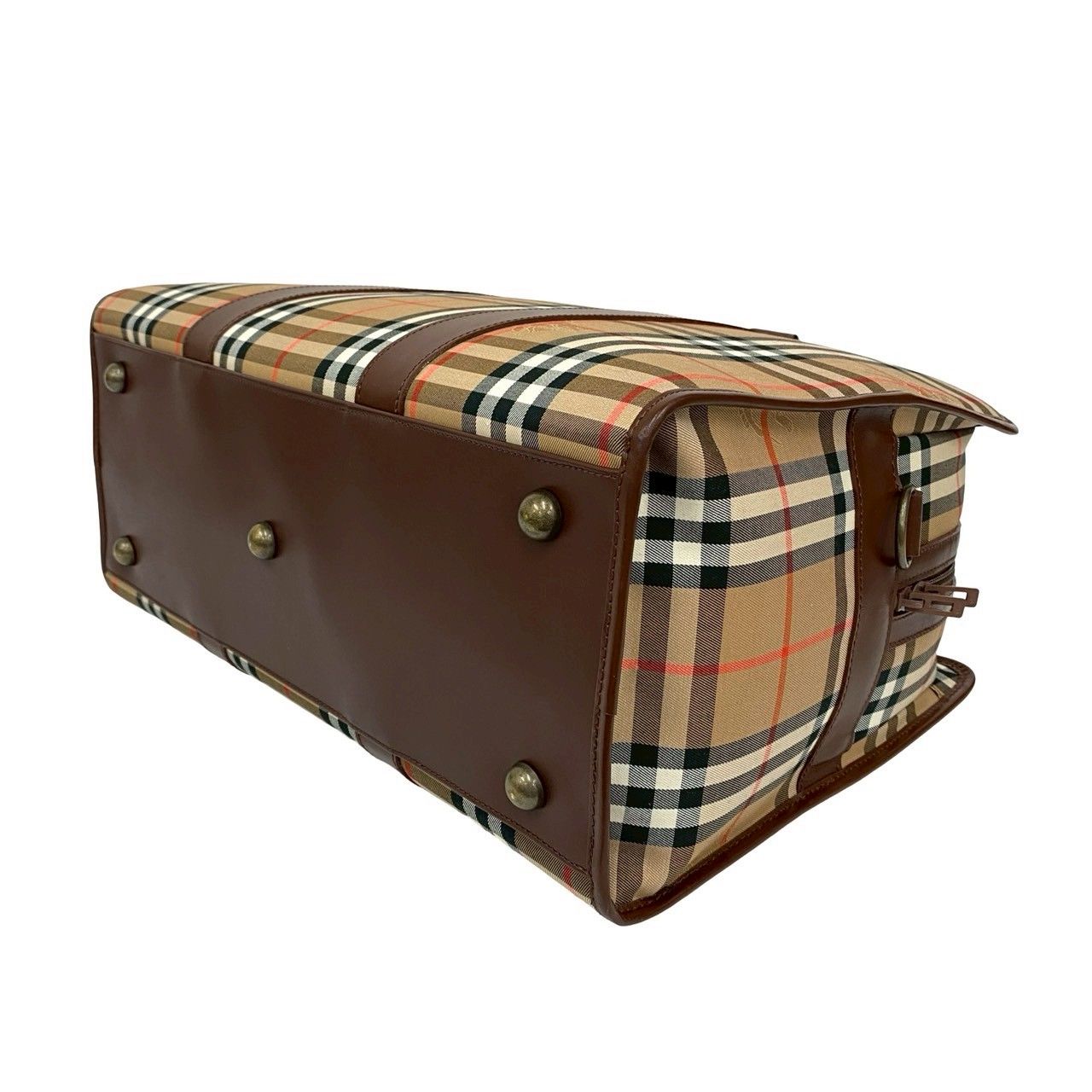 極 美品 Burberrys バーバリーズ ロゴ 金具 ノバチェック 柄 レザー