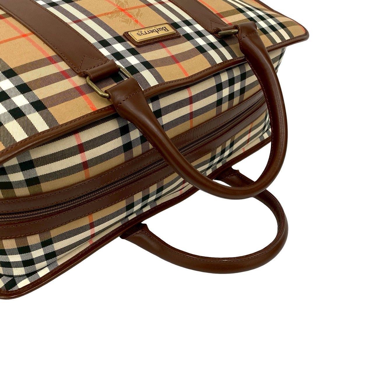 【美品】バーバリーズ ボストンバッグ キャンバス ベージュ ノバチェック 鍵付き 美品】BURBERRY キャンバス レザー ノバチェック ボストンバッグ 鍵付