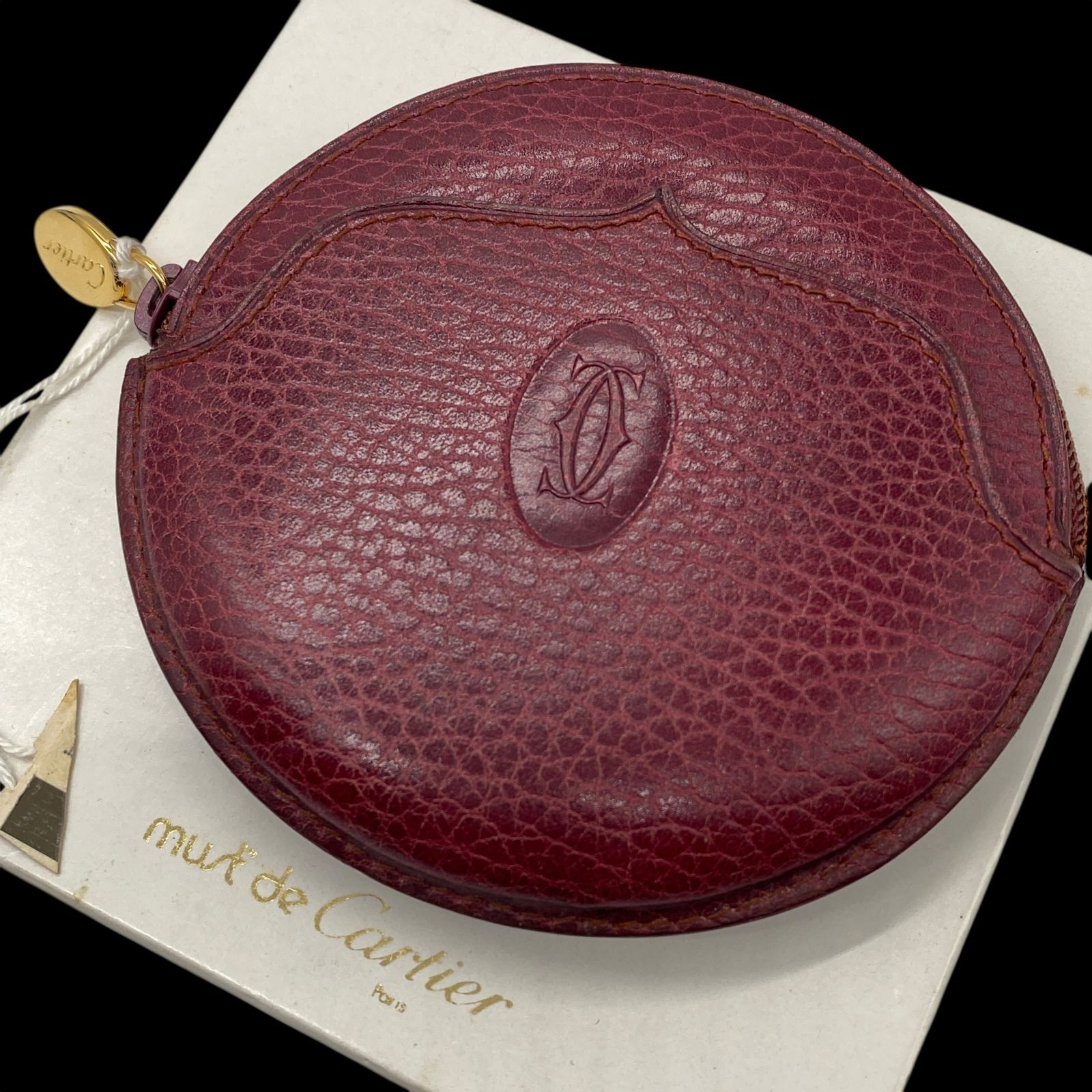 美品 Cartier カルティエ マストライン レザー ラウンドコインケース 