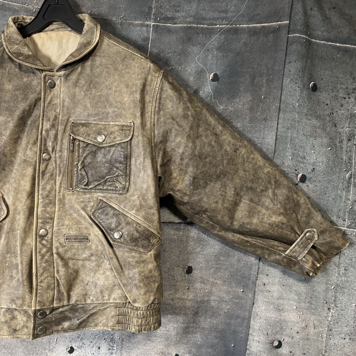 美品 APACHE 80s 90s ヴィンテージ加工 レザー フライトジャケット M 