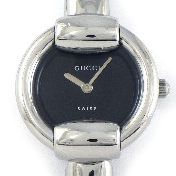 グッチ GUCCI 腕時計 バングルウォッチ ラウンド 1400L ブラック文字盤