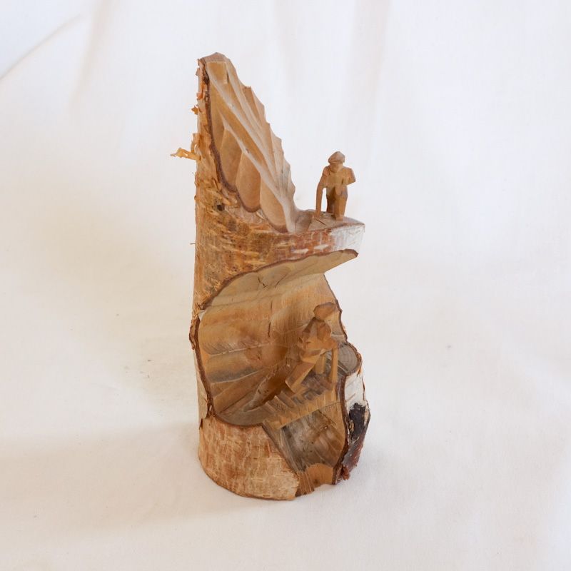 白樺　一刀彫　登山人形二人　農民美術 白樺登山人形 一刀彫 二人登山 昭和レトロ - メルカリ
