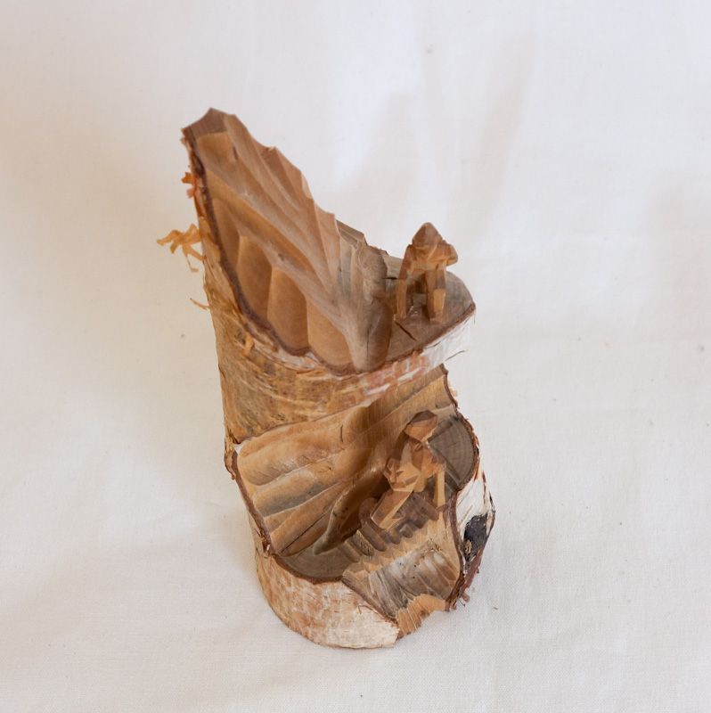 白樺登山人形 一刀彫 二人登山 昭和レトロ - メルカリ