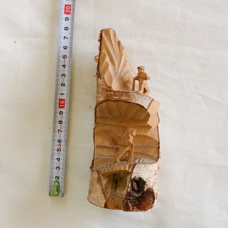 白樺　一刀彫　登山人形二人　農民美術 古作・農民美術『登山(2人)』 | 象々の郷土玩具