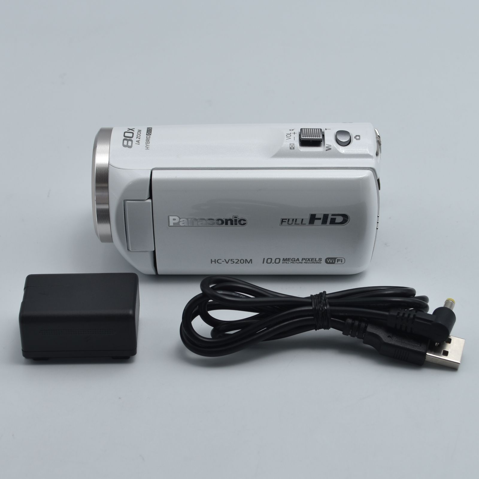 美品　パナソニック デジタルビデオカメラ ホワイト HC-V520M パナソニック デジタルハイビジョンビデオカメラ ホワイト HC-V520M-W