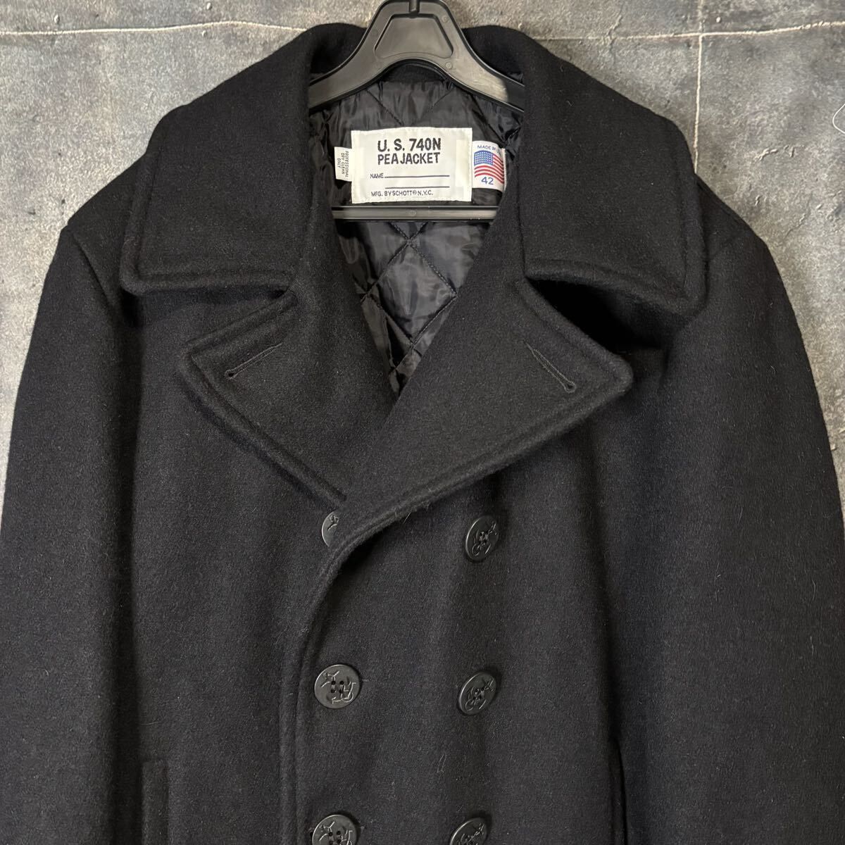 美品 Schott ショット 740N U.S. 740N PEA JACKET ピーコート 42 黒