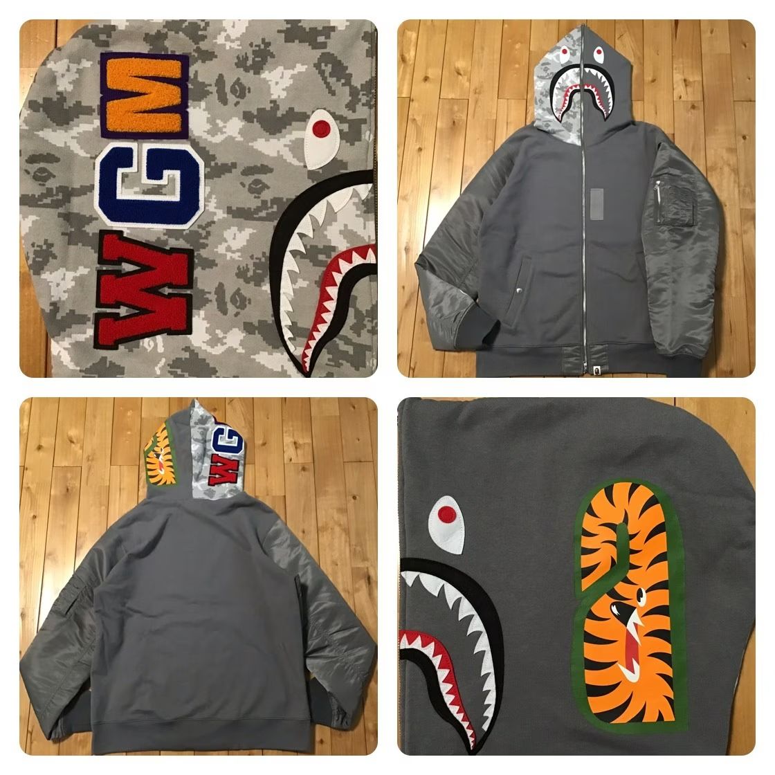☆2XL☆ Digital Camo Military Shark Full Zip Hoodie a bathing ape