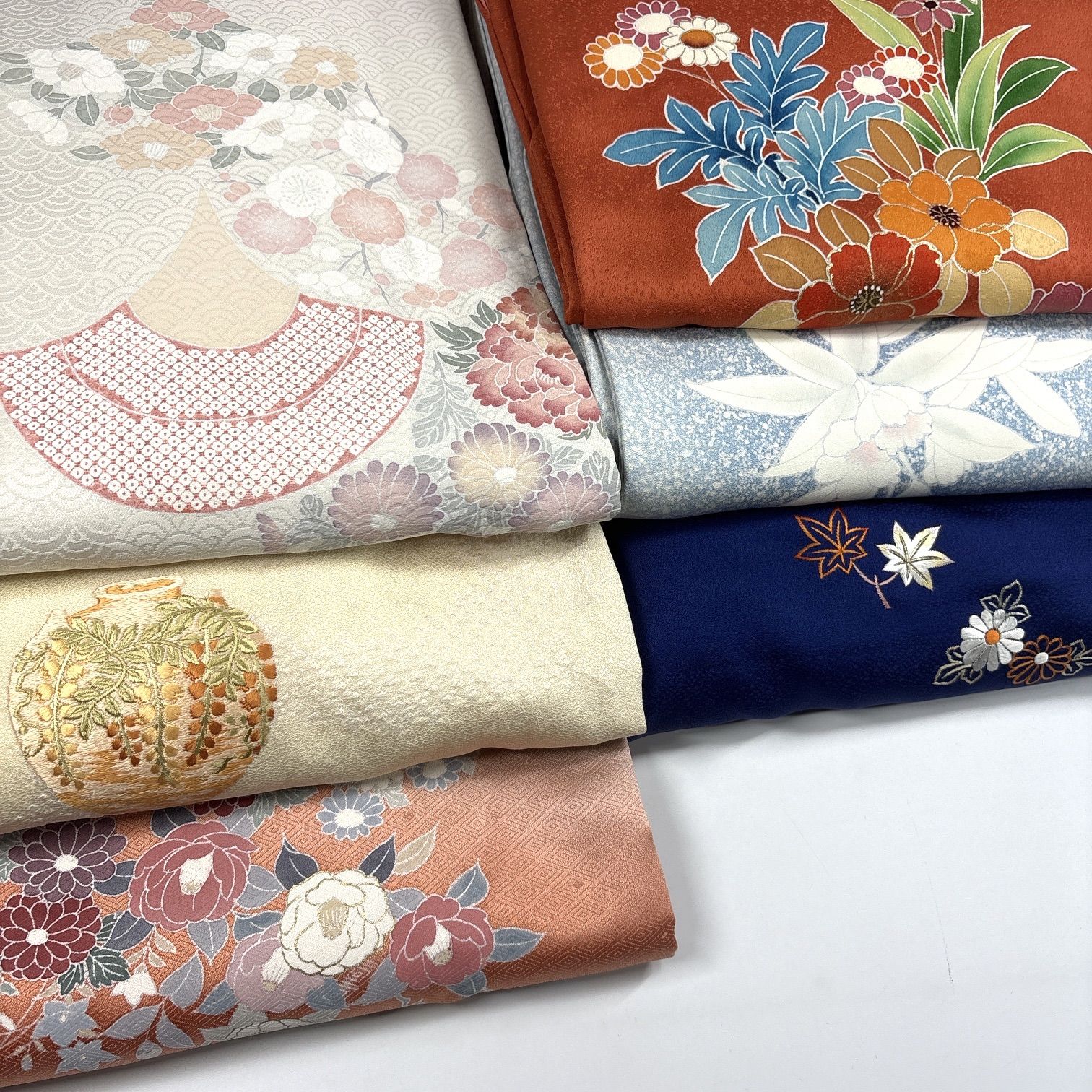 訪問着 6枚 正絹 着物まとめ売り 同梱購入歓迎 リメイク用 着付け練習