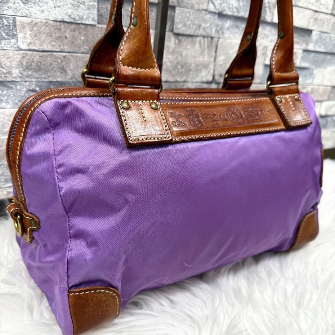 ▪️フェリージ　ナイロン×レザー　ボストンバッグ　未使用品　ハンドバッグ フェリージのナイロン ボストンバッグ | 送料無料|NAVY/L.BROWN