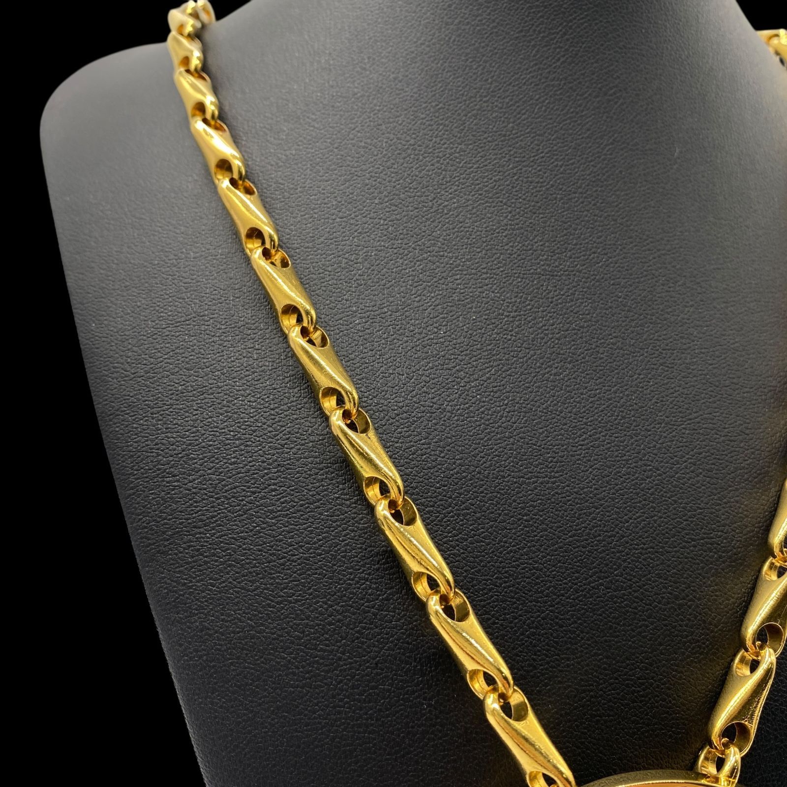 希少 美品 CELINE セリーヌ 大ぶり サークル チェーン ネックレス