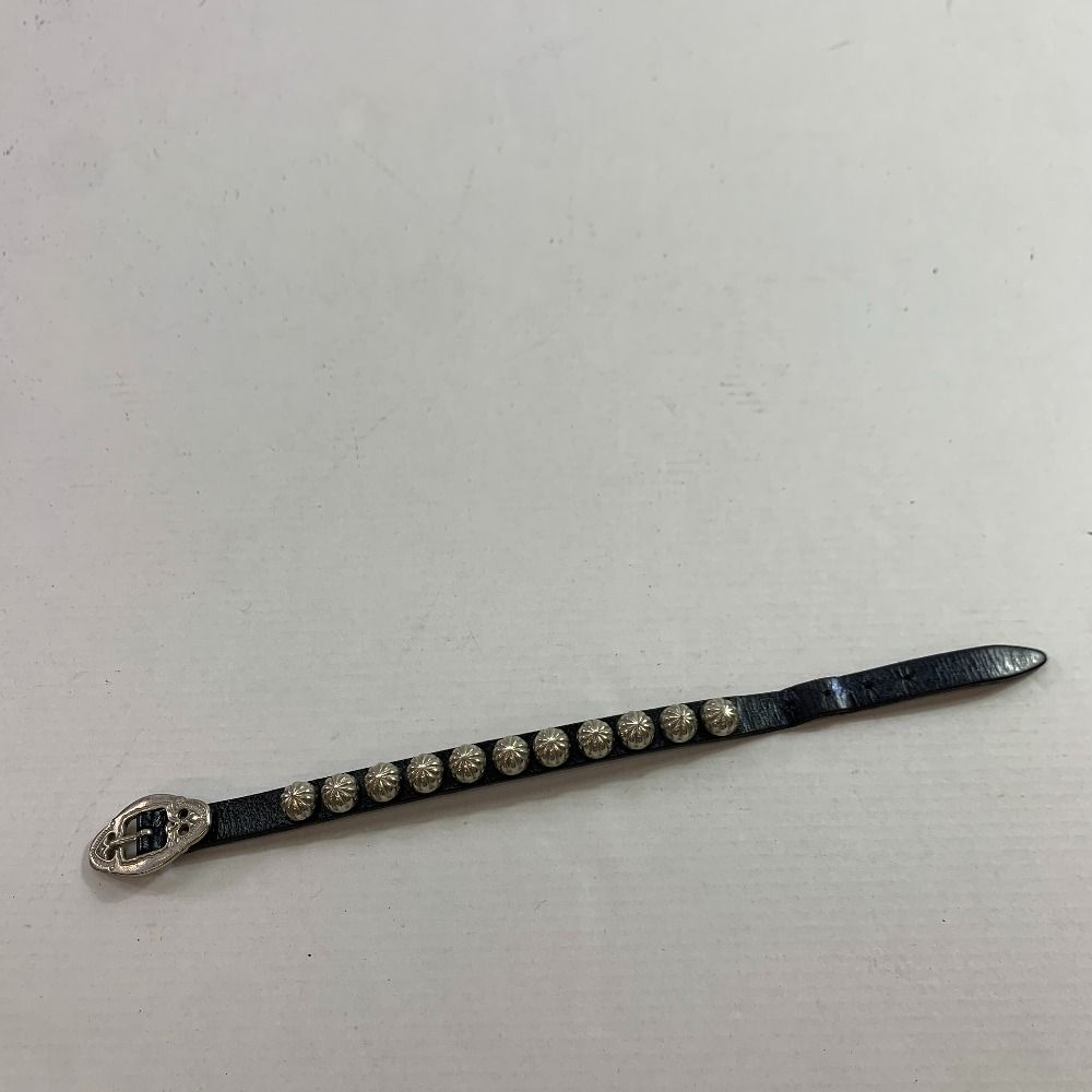 TOGAシルバースタッズ付きレザーブレスレット 04w5653▽※【中古】TOGA トーガ シルバースタッズ付き レザー