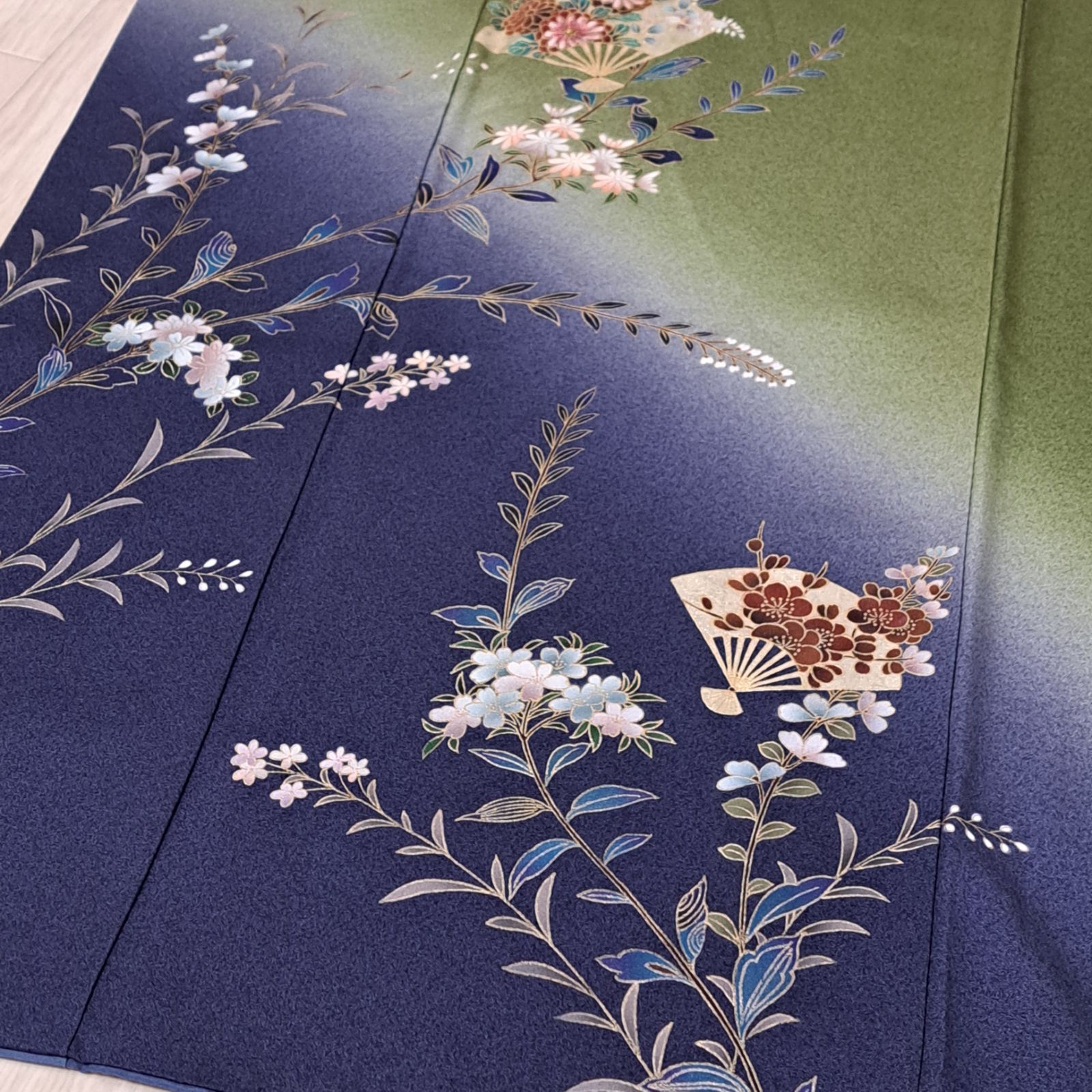 正絹　上質な訪問着　袷　地紋　裄69 正絹訪問着織柄地紋袷裄69