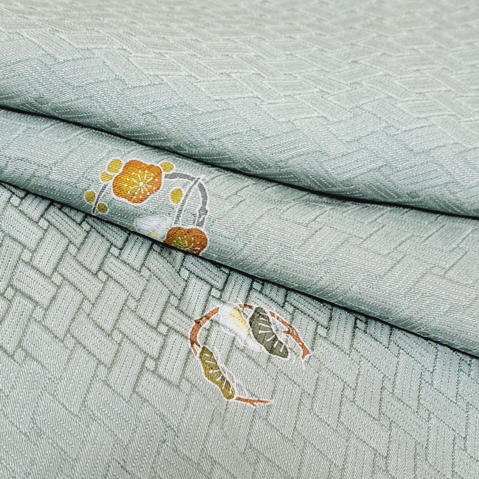 飛び柄小紋】裄66.5 身丈155 袖48.5 ゆったりサイズ！ 正絹 袷 作家物