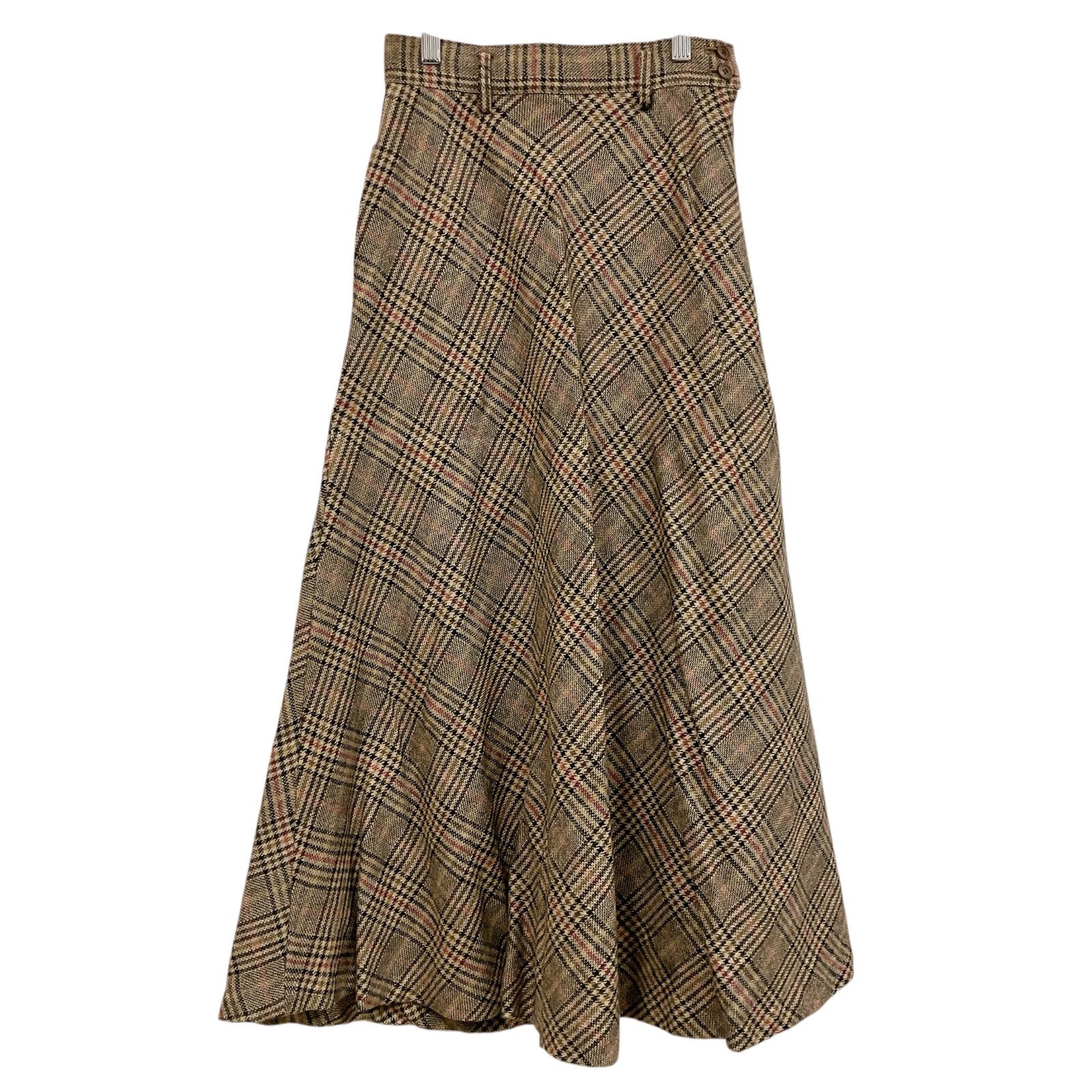 インゲボルグ　INGEBORG ロングスカート　フレアスカート　チェック柄 OG39 INGEBORG インゲボルグ チェック フレア ロングスカート 毛100