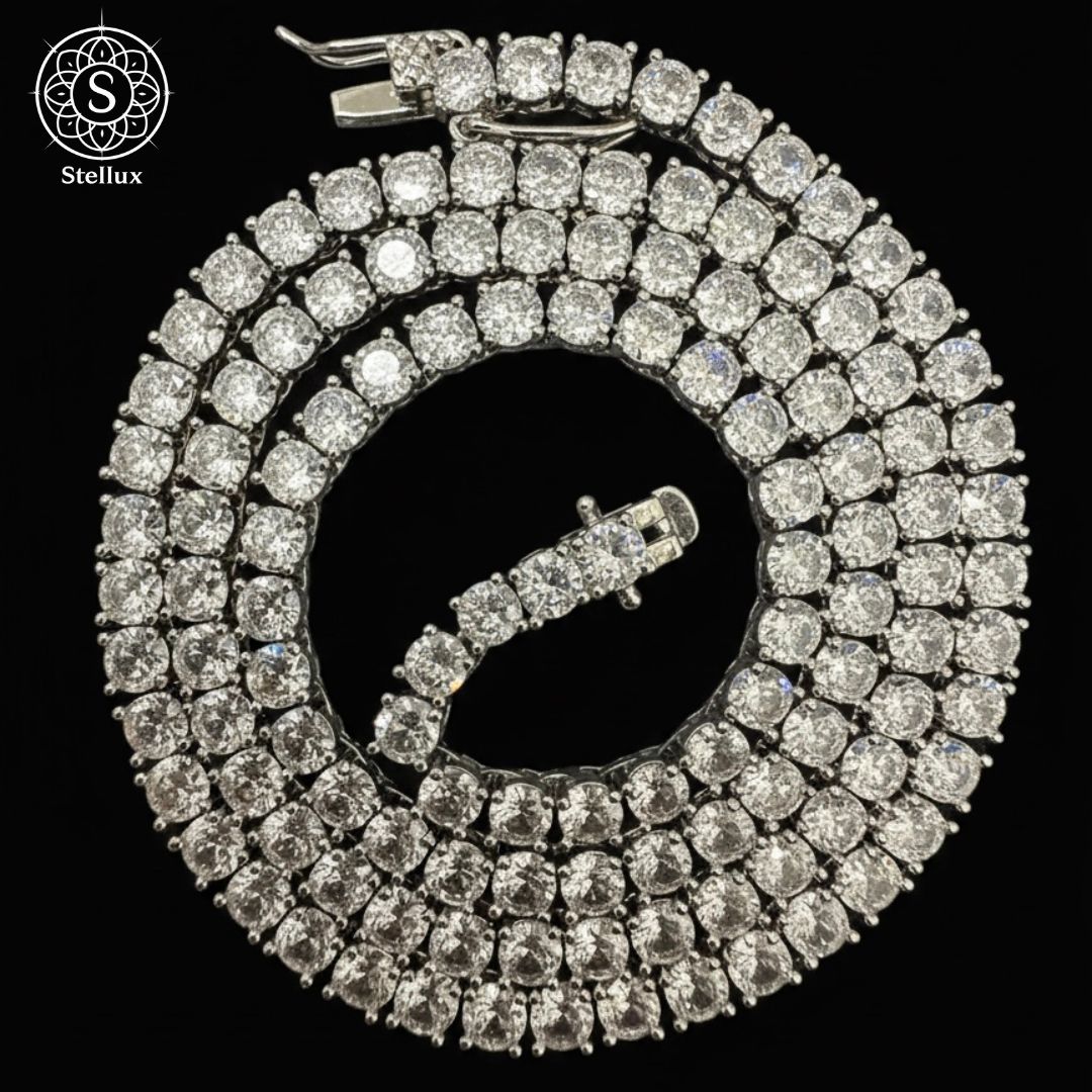 売れ筋No.1】12.5ctモアサナイト テニスチェーンネックレス3mm S925