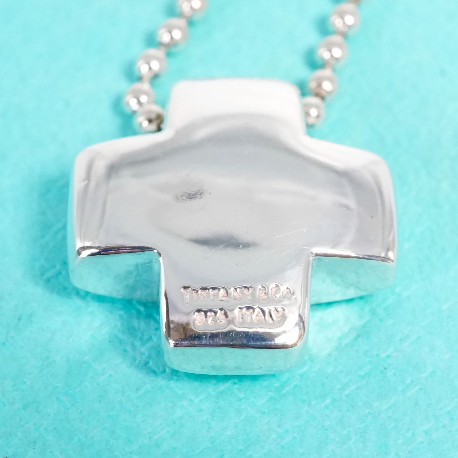 極美品 ティファニー ローマンクロス ボールチェーン ペンダント/24