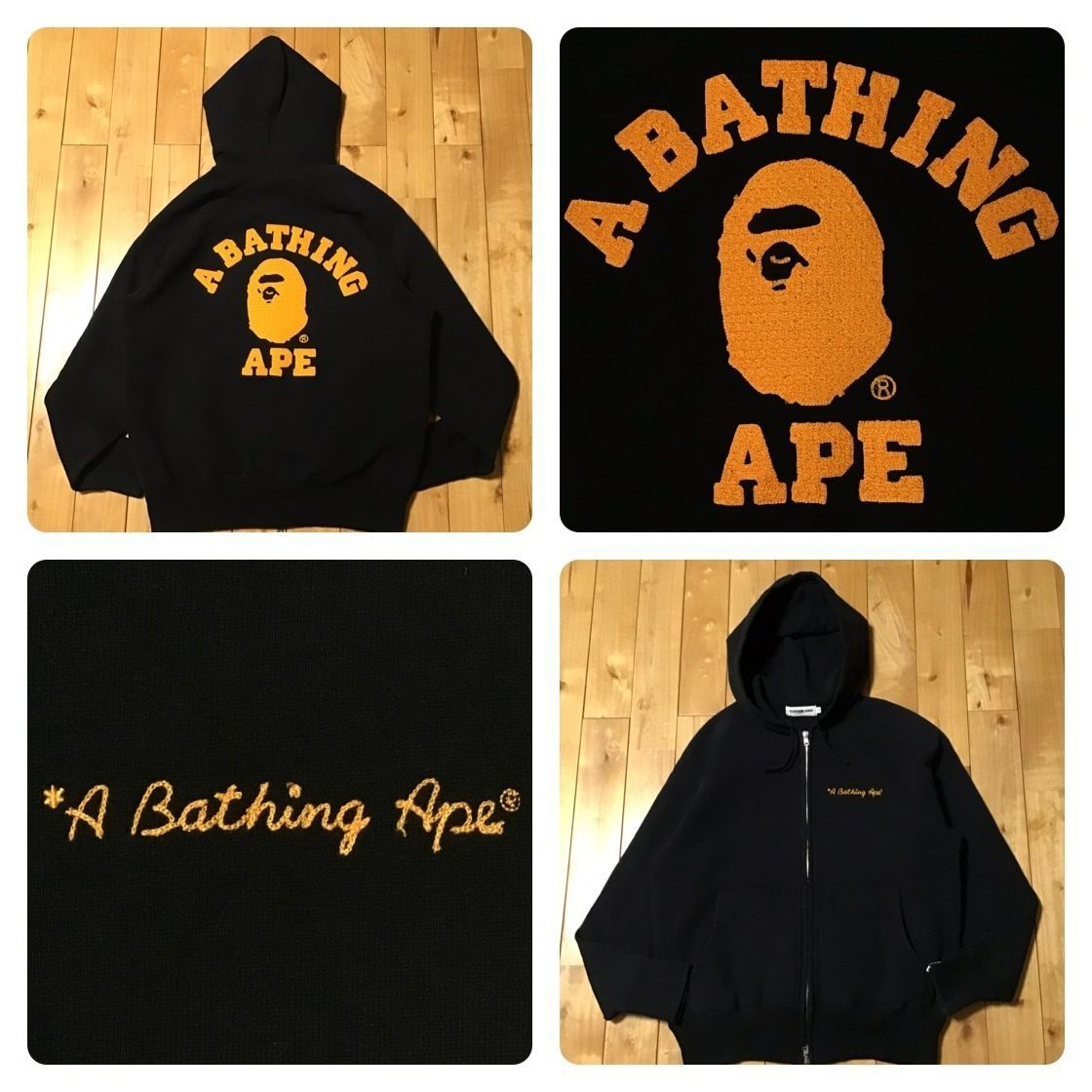 トップス Nigo A BATHING APE LOGO ZIP-UP HOODIE 刺繍 カレッジロゴ ジップ パーカー Mサイズ a bathing ape BAPE