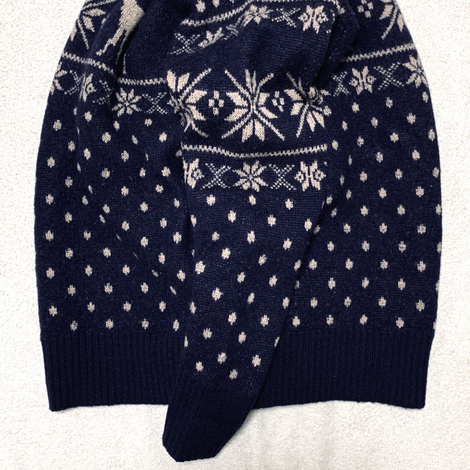 Double RL / RRL 三ツ星タグ 初期タグ ニットセーター ウール 総柄 雪