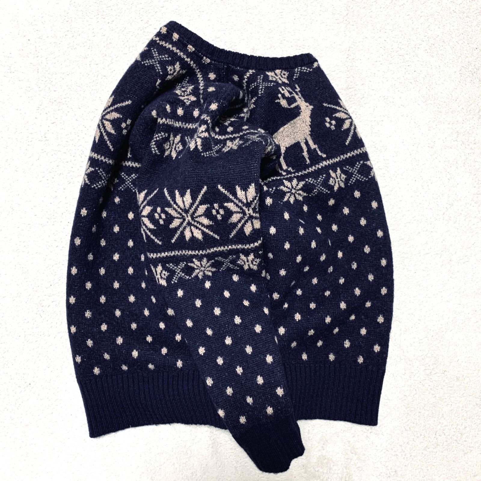 Double RL / RRL 三ツ星タグ 初期タグ ニットセーター ウール 総柄 雪