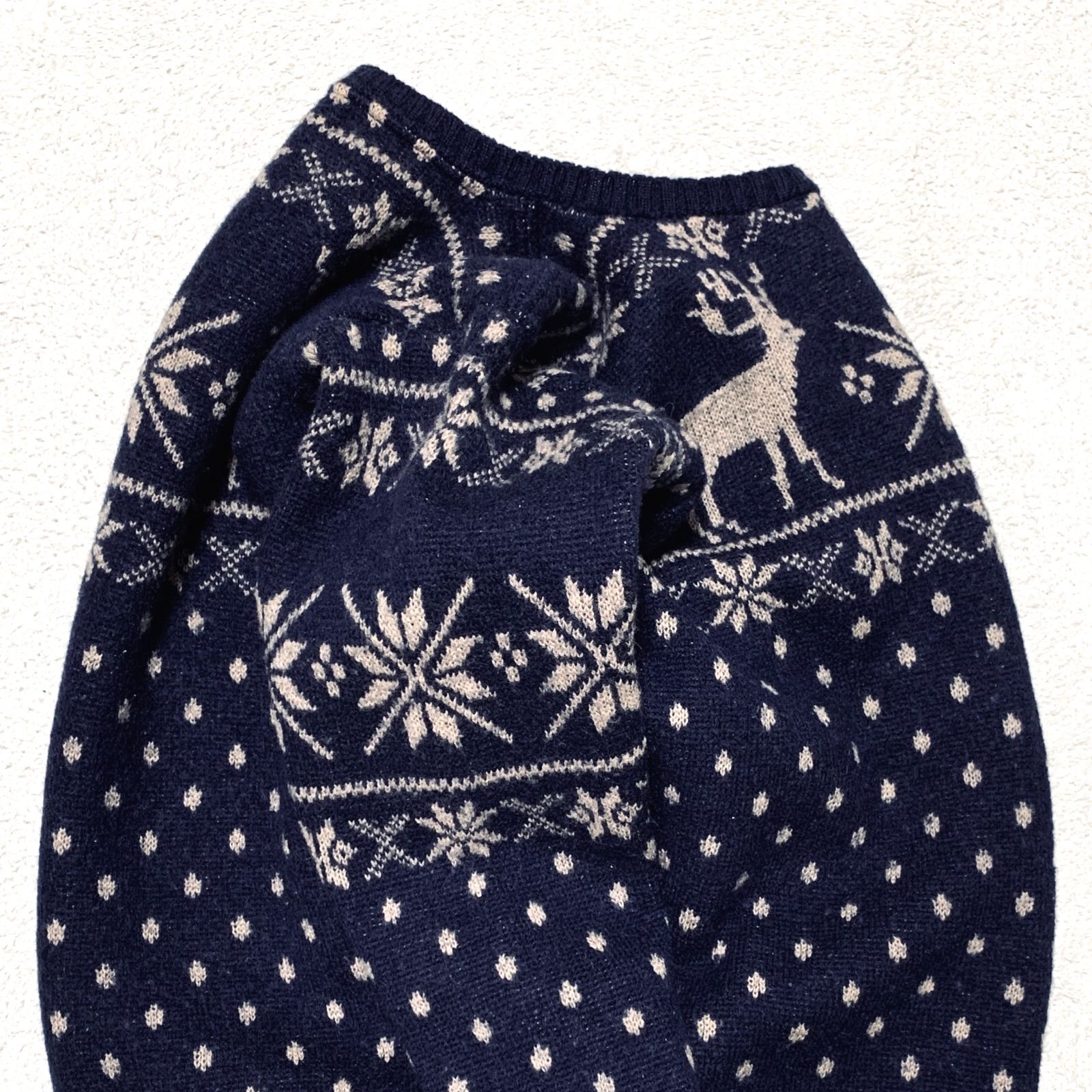 Double RL / RRL 三ツ星タグ 初期タグ ニットセーター ウール 総柄 雪