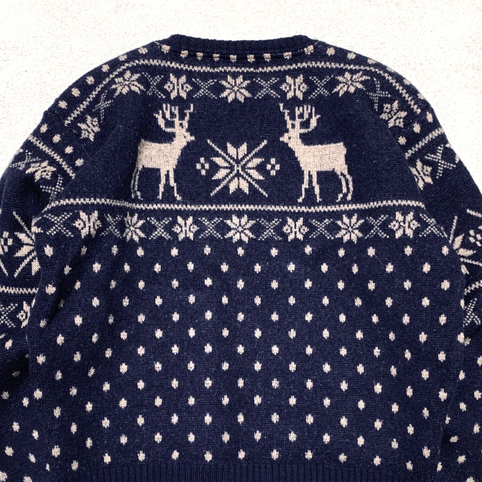 Double RL / RRL 三ツ星タグ 初期タグ ニットセーター ウール 総柄 雪