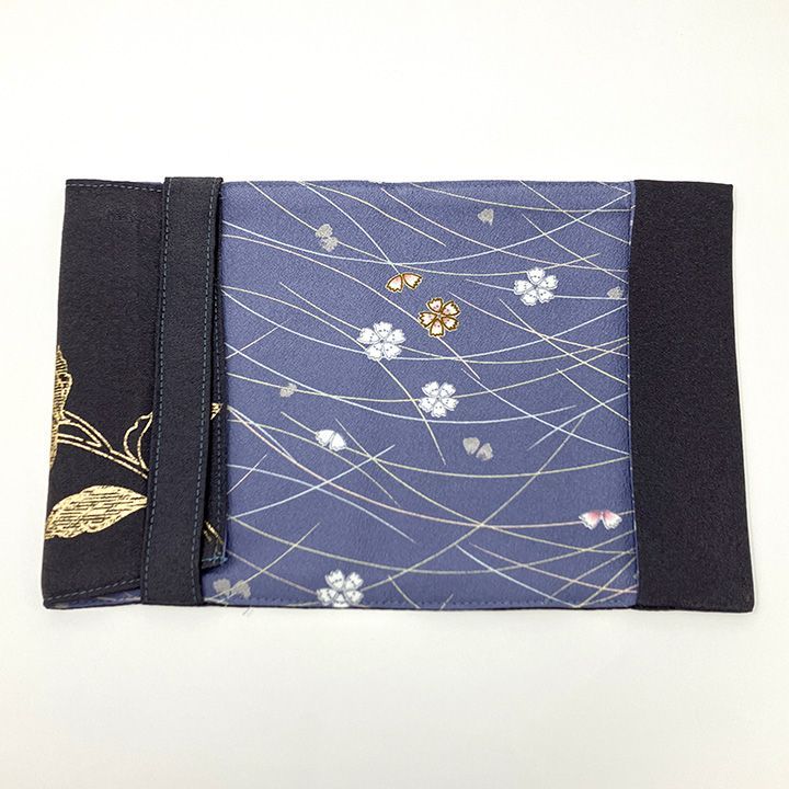 着物リメイク 布ブックカバー 花柄 文庫本サイズ ハンドメイド B202