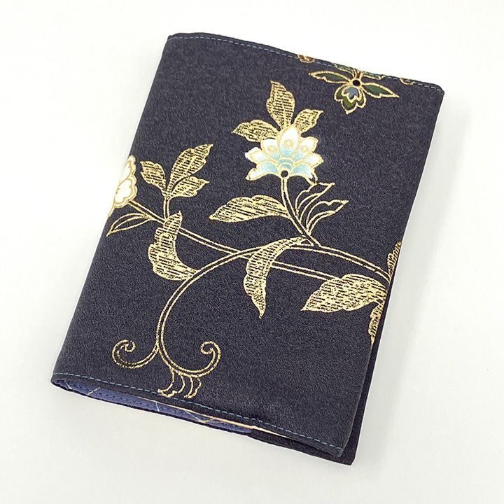 着物リメイク 布ブックカバー 花柄 文庫本サイズ ハンドメイド B202