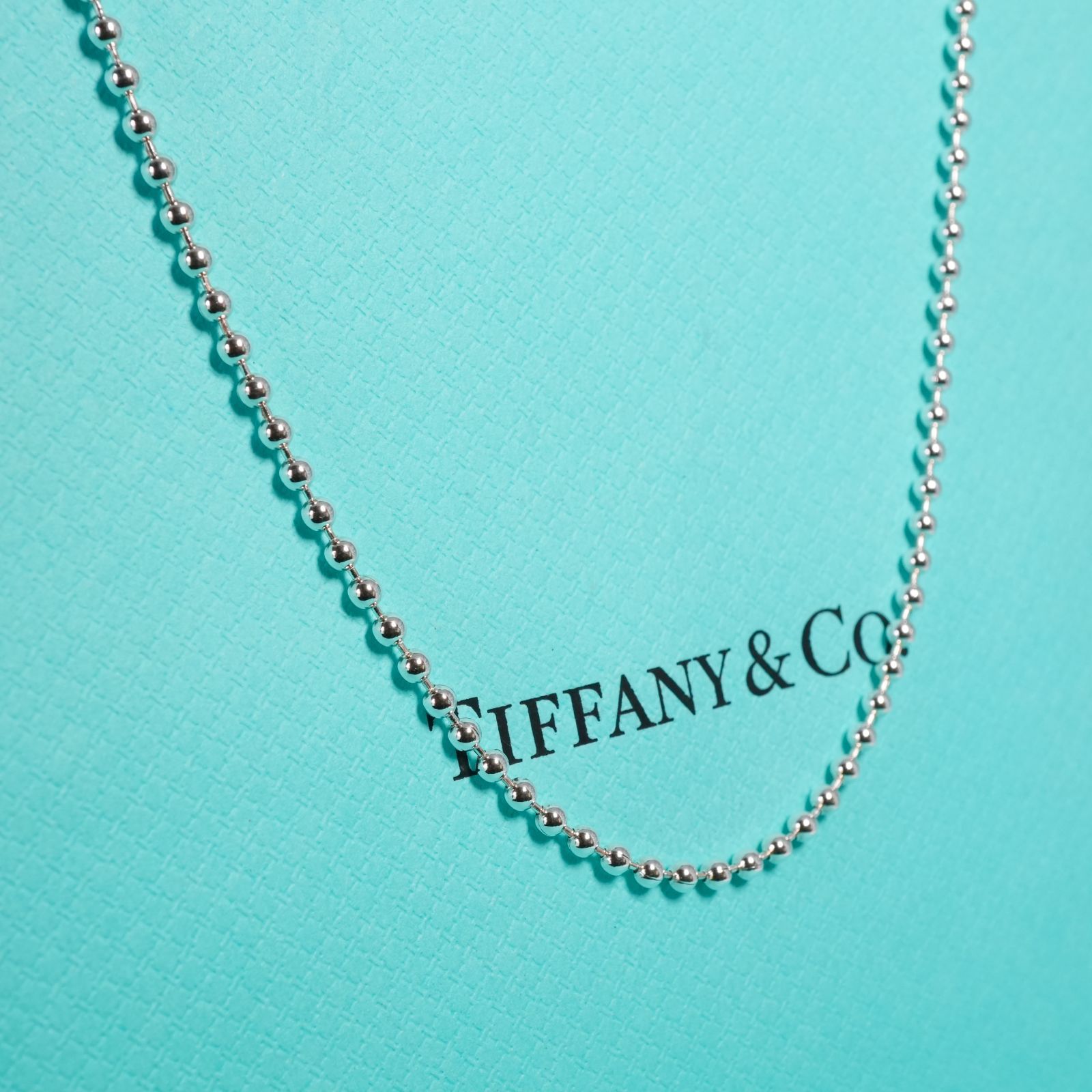 極美品86cm ティファニー ロング ボールチェーン ネックレス/25-1983