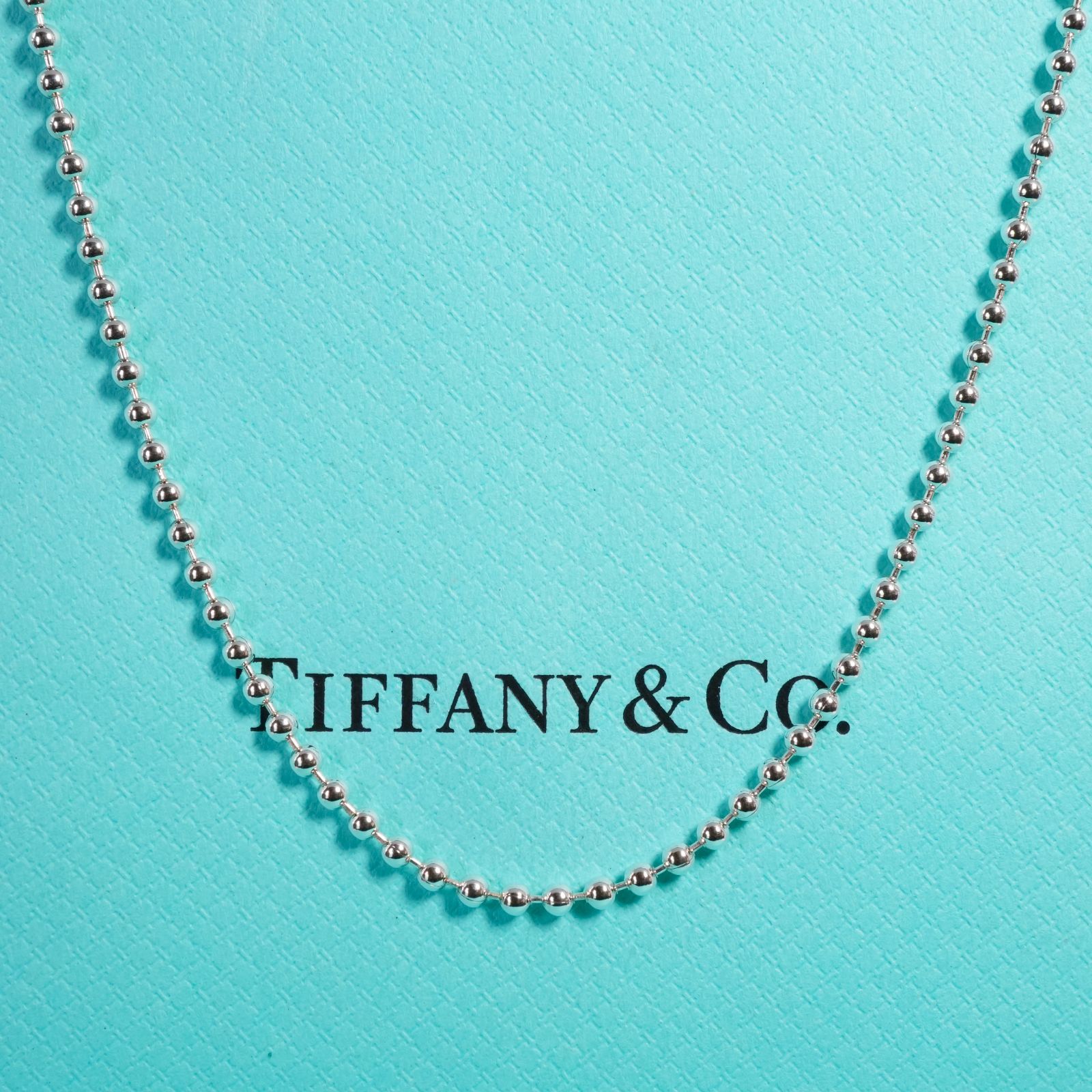 極美品86cm ティファニー ロング ボールチェーン ネックレス/25-1983