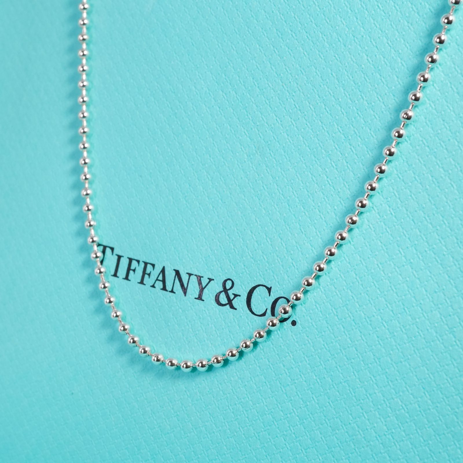 極美品86cm ティファニー ロング ボールチェーン ネックレス/25-1983