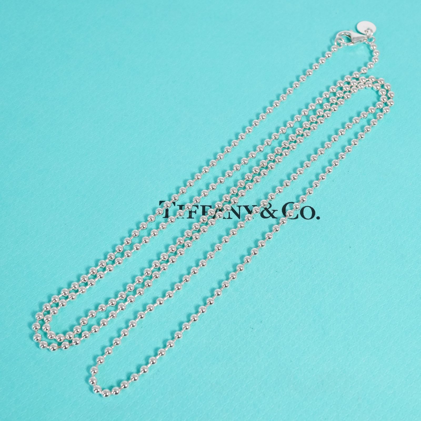 極美品86cm ティファニー ロング ボールチェーン ネックレス/25-1983