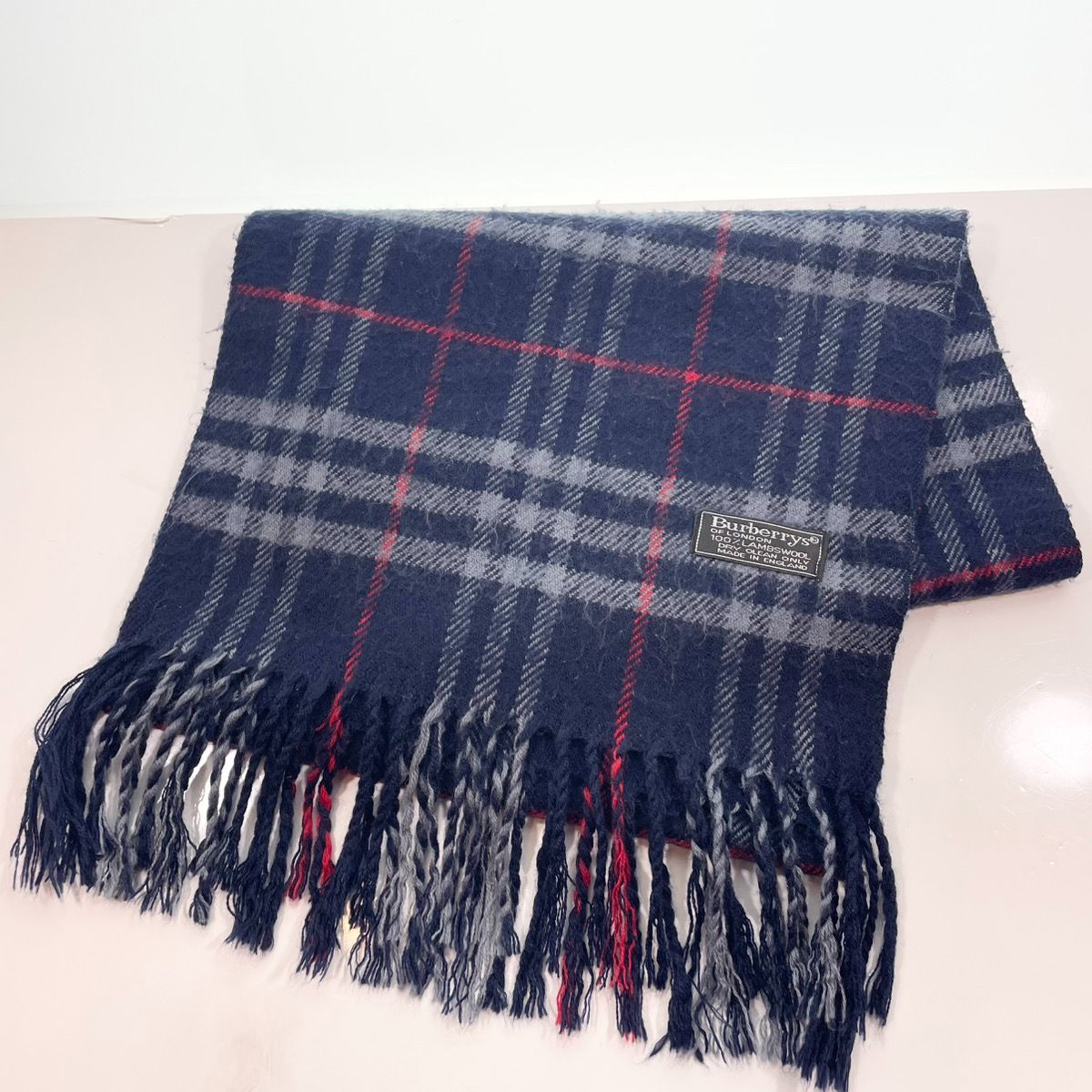 【新品】バーバリー ロンドン Burberrys マフラー ネイビー ラムウール バーバリーロンドン ラムウール100% ノバチェック ネイビー マフラー