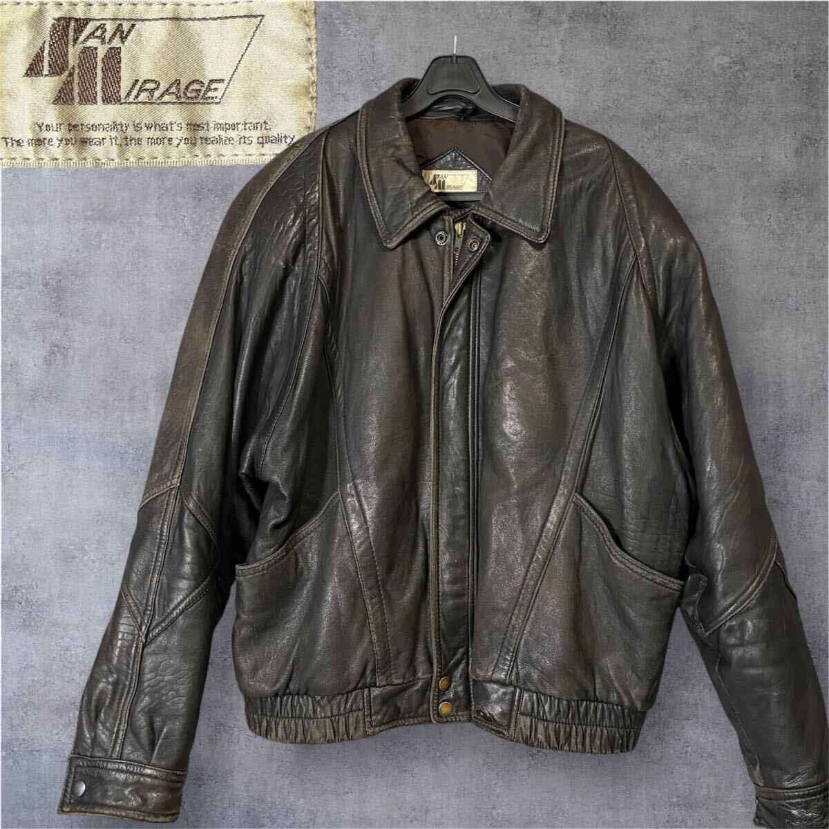 SAN MIRAGE 羊革 A-2 フライトジャケット L 黒 レザージャケット