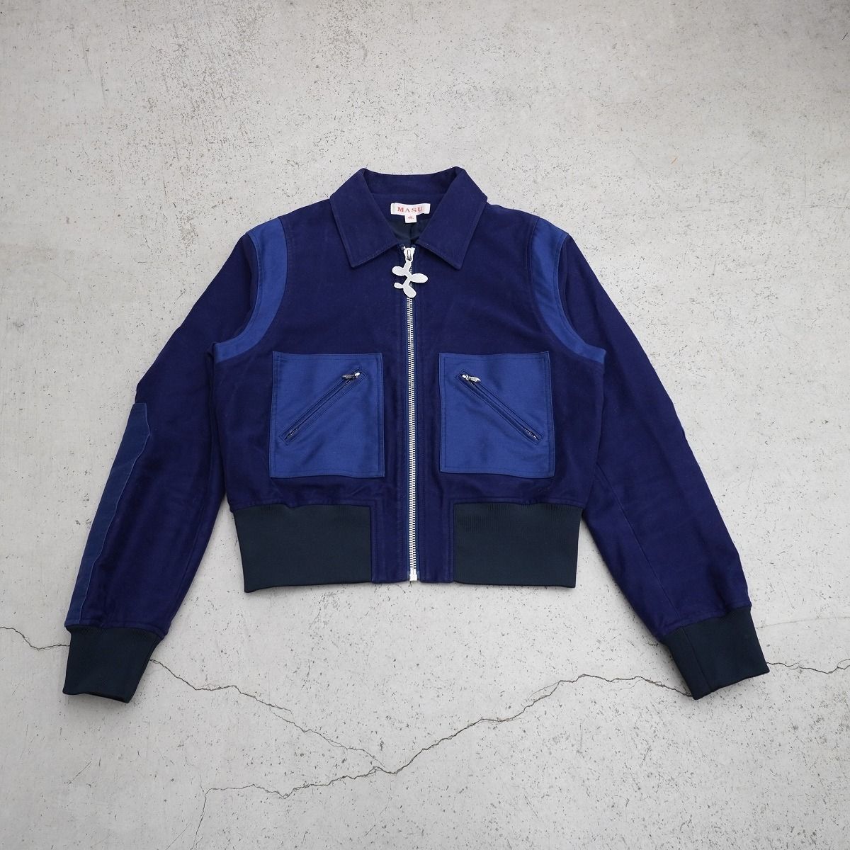 正規 美品 MASU エムエーエスユー 13 STADIUM JACKET NAVY MFFW-BL0123