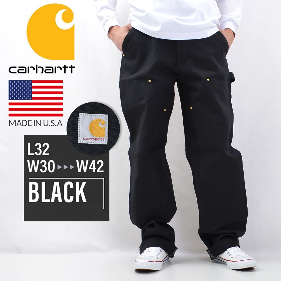 carhartt カーハート　ダブルニーワークパンツblackユーズド32USA MADE IN USA】米国産 Carhartt カーハート ペインターパンツ