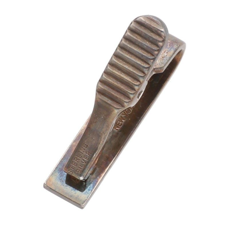 トムブラウン シルバーエナメルストライプショートタイバーネクタイ