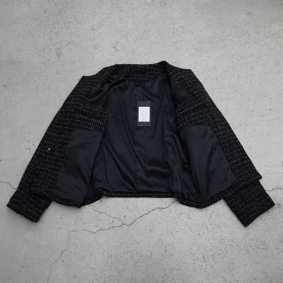 美品 JUHA ユハ FANCY TWEED NO-COLLAR JACKET ファンシー ウール