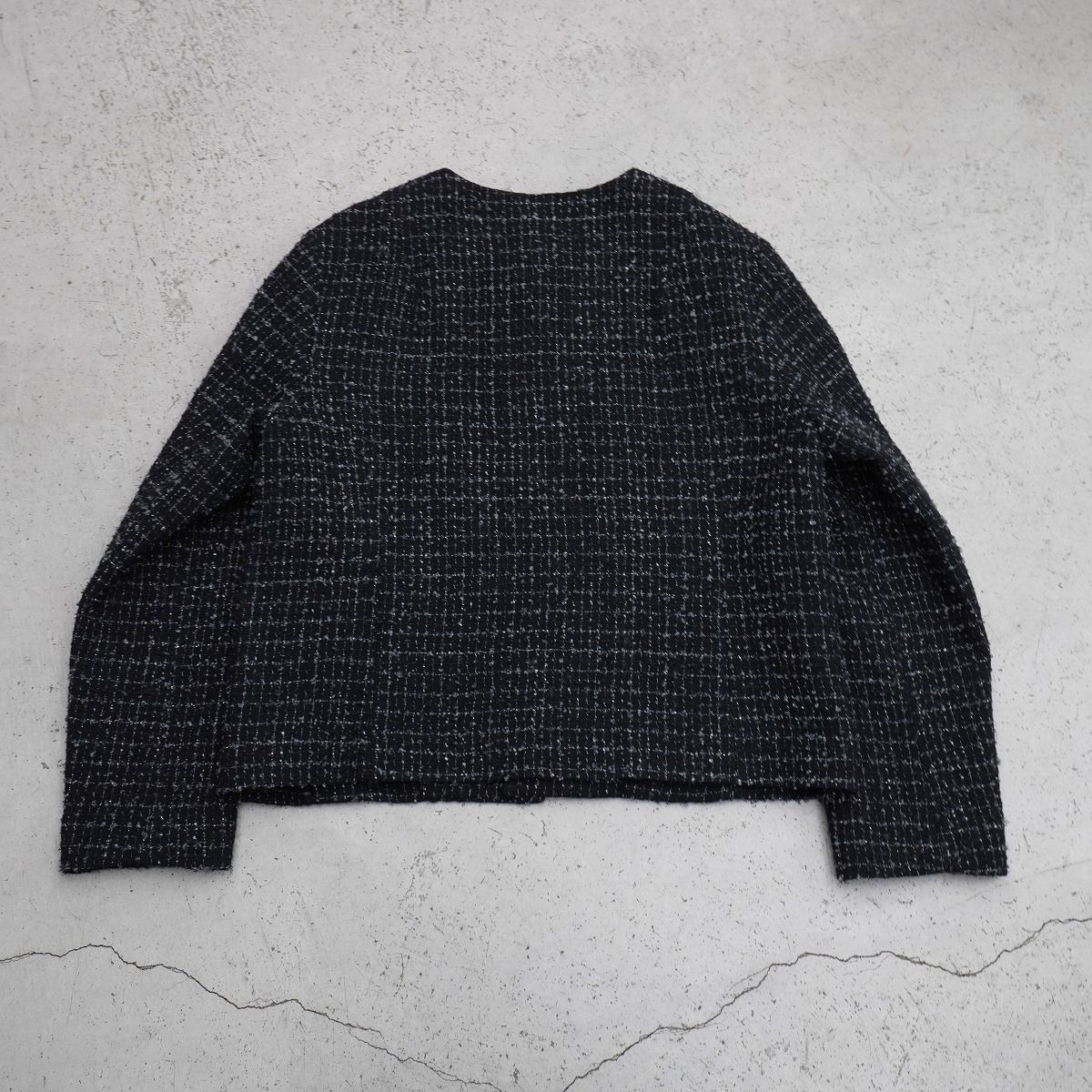 美品 JUHA ユハ FANCY TWEED NO-COLLAR JACKET ファンシー ウール