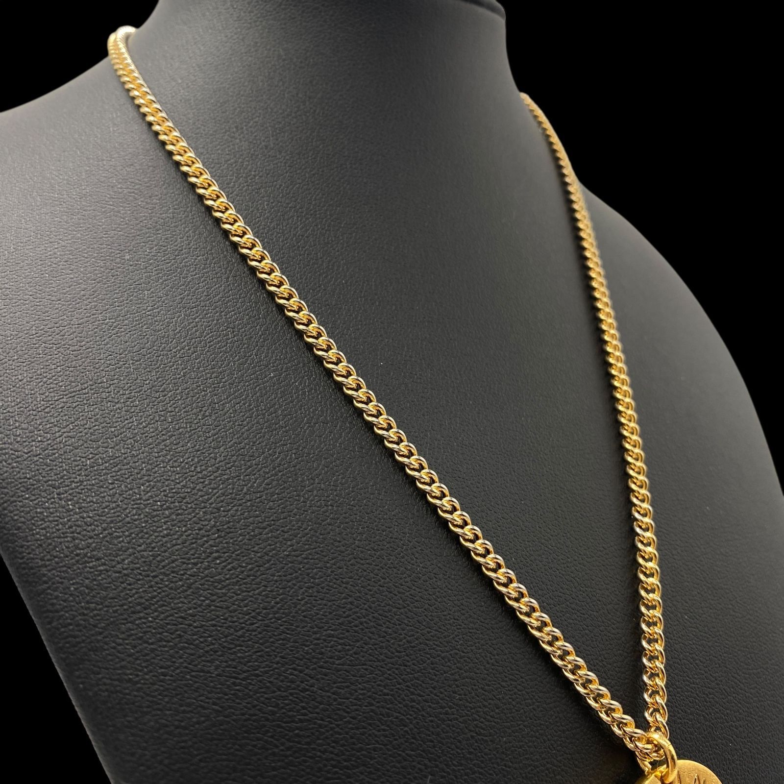 希少 CELINE セリーヌ サークルロゴ チェーン ネックレス ゴールド