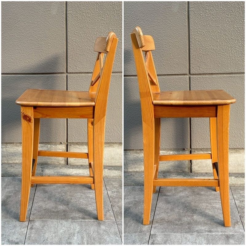IKEA INGOLF カウンターチェア 背もたれ付き 2脚セット 木製
