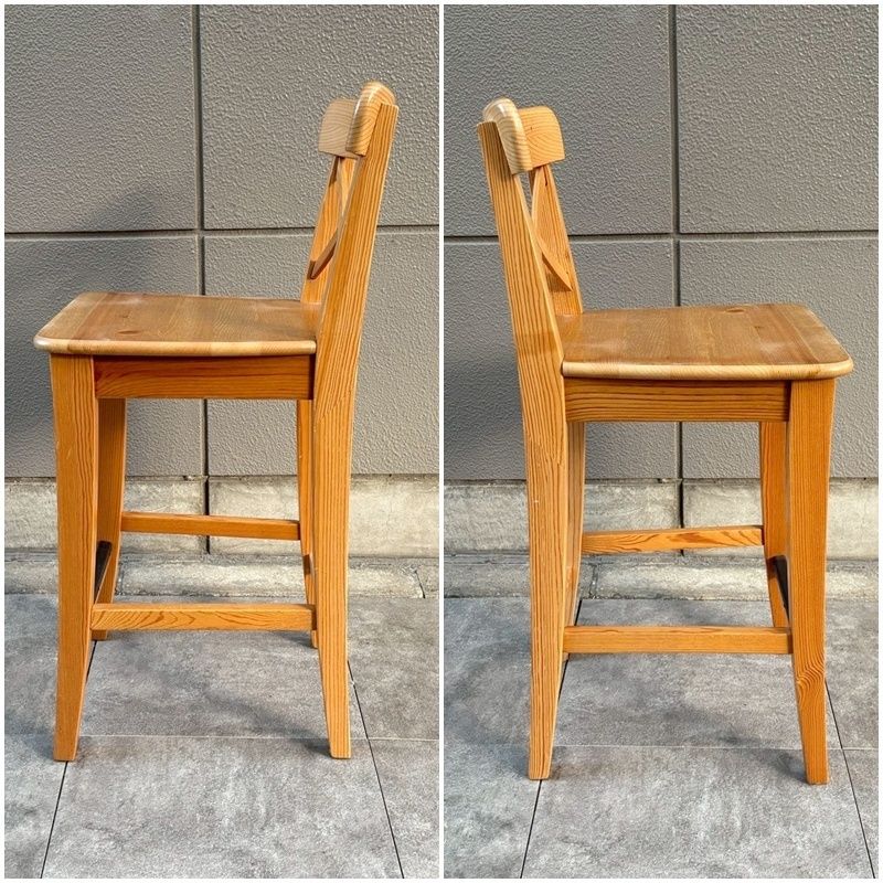 IKEA INGOLF カウンターチェア 背もたれ付き 2脚セット 木製