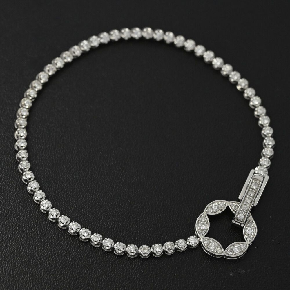 1ct/フラワーモチーフ テニスセッティング ダイヤモンド ブレスレット